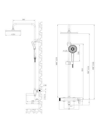 Душевая система с однорычажным смесителем AGGER Sweet A2793300 хром глянцевый